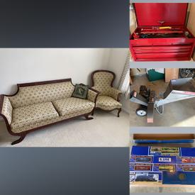 MaxSold Auction: This online auction includes furniture such as vintage sofa, high back chair, dining chairs, IKEA entertainment center, yard tools, Craftsman chipper, computer monitors, Raleigh bicycle, cast iron cookware, DVDs, pearl jewelry, camera equipment, ginger jars, lamps, pegboard shelf, kitchenware, Christmas decorations, and much more!