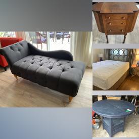 MaxSold Auction: This online auction includes furniture such as a patio sofa set, queen bedframe, vintage dresser, chaise, washstand, desk, twin bed frames, tables, chairs, sewing table and others, media, kitchenware, small kitchen appliances, crystalware, carving sets, vintage camera, rugs, lamps, wall art, mirrors and more!