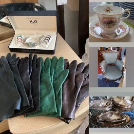 MaxSold Auction: This online auction includes silver plate, Wedgwood, Royal Doulton, sterling silver, furniture such as wood side tables, dresser, antique chairs, and leather love seat, lamps, kitchenware, crystalware, and more!