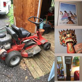 MaxSold Auction: This online auction features riding lawn mower, lawnmower, yard tools, snowblower, live plants, patio furniture, wicker furniture, art glass, oil lamps, vinyl records, wood carvings, Legos, secretary desk, games, children’s books, room screen, desks, fishing gear, power & hand tools, camping gear, gazebo, generator, Ikea furniture, utility trailer, and much more!!