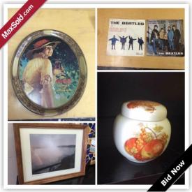 MaxSold Auction: This online auction features collectibles such as Loon Decorative Decoy, Beatles Records 45s, Amber Glass Footed Dish, Artisan Ceramic Planter, Precision Knife Kit, Blue Fish Artglass, Vintage Oil Lamp Milk Glass Chimney and much more!