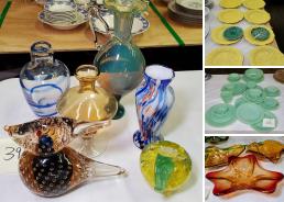 MaxSold Auction: This online auction features carnival glass, vintage Japanese lusterware, stained glass windowpane, vintage cabbage ware, depression glass,  vintage jadeite, vintage transferware, Hull pottery, milk glass, collector plates, art glass, teacup/saucer sets, perfume bottles, glass insulators, and much more!!