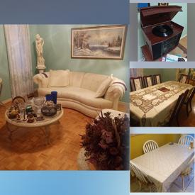 MaxSold Auction: This online auction includes a shelving  unit, coffee table, modular wall unit, bedroom set, coffee table, dining table set, Ethan Allen living room set and more!