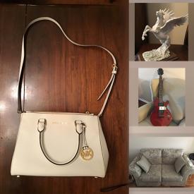 MaxSold Auction: This online auction includes tables, loveseat, sofa, wingback chair, dining table, antique Singer sewing machine, figurines, Rolodex, stained glass fixture and more!