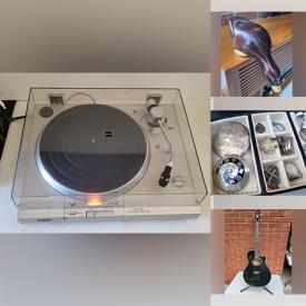 MaxSold Auction: This online auction features vintage turntables, First Day covers, sports trading cards, antique books, fishing gear, carved ducks, sterling silver jewelry, costume jewelry, MCM lamp, cast iron skillets, guitar, vintage Barbie collectibles, leather jackets, boating tube, vinyl records, flags, antique golf clubs, and much, much, more!!! 