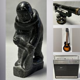 MaxSold Auction: This online auction includes Axis drones, video game controllers, vinyl records, Joseph Jan Dvorak cello, Tanglewood acoustic guitar, Rosewood Rex mandolin, wall art, Pokemon cards, Coleco video games, Atari Imagic video game cartridges, Crosley jukebox cassette, Yamaha clarinet, Japanese surveying telescope, Nikon camera, Pyrex dishware, soapstone carvings and more!