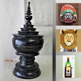 MaxSold Auction: This online auction features art glass, Allen Designs pendulum clocks, carved wood panels, art pottery, jewelry,  reading glasses, wall masks, decorative plates, metal wall art, vegan handbags, Mexican ceramics, solar lights, and much, much, more!!