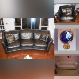 MaxSold Auction: This online auction features leather couch & armchair, crystal vases, TVs, drop down table, area rug, games, decorative pillows, decanters, Franciscan Desert Rose dishes, small kitchen appliances, dinette table & chairs, cookie jar, sewing machine, bike, yard tools, patio furniture, and much more!!