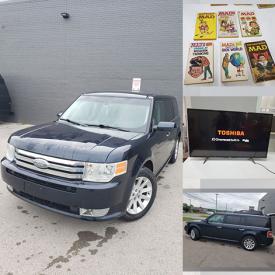 MaxSold Auction: This online auction includes a 2010 Ford Flex, hydroponic indoor garden, coolers, wall art, small kitchen appliances, stainless steel sink, guitar, home stereo system, toys, footwear, comics, ceramics, bicycles, display shelf, Samsung TV and more!