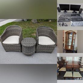 MaxSold Auction: This online auction includes furniture such as a wicker bistro set, queen sized headboard, nightstand, dining room hutch, dining chairs, nightstands, lawn chairs, tea cart, antique table set, walnut corner shelf and others, robot vacuum, crystalware, decorative plates, office supplies, garden pots, seasonal decor, Treasured Memories, Enesco, Snowbabies and other figurines, rugs, dolls, books, lamps, shoes, linens, silverware, Cranberry glass, decorative steins and many more!