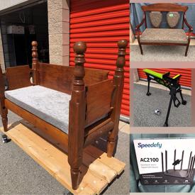 MaxSold Auction: This online auction includes antique crocks, framed artwork, Gibbard end table, antique oak table, secretary style desk, coffee tables, antique settee, antique rocking chairs, new bedding, sewing machines, hardwood flooring, exercise equipment, and more!