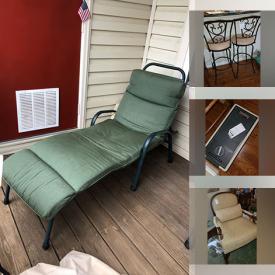 MaxSold Auction: This online auction includes furniture such as patio loungers, bar chairs, armchairs, coffee table, Thomasville sofa and others, ladders, runners, Dyson vacuum CDs, office supplies, clothes, accessories, Sharp TV, Longaberger baskets, hardware, seasonal decor, memorabilia, Reed & Barton silverplate flatware, Mikasa, cleaning supplies and more!