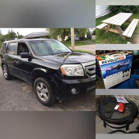 MaxSold Auction: This online auction features Honda Pilot, grandfather clock, desk & chair, aquarium, toys, camping gear, fishing gear, yard tools, sports equipment, DVDs, jewelry, watches, telescope, games, smoker, fire pit, pet products, vinyl records, children’s books, and much, much, more!!!