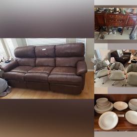 MaxSold Auction: This online auction includes furniture such as a Deilcraft china cabinet, La-Z-Boy loveseat, tables, dressers, hope chest, shelf units, buffet, leather couch, hexagon side table, folding chairs, patio set, lounge chairs and others, golf clubs, croquet set, hand tools, power tools, hardware, ladders, sewing supplies, mobility aids, Igloo freezer, kitchenware, small kitchen appliances, Royal Vienna and other china, yard supplies, garden decor, office supplies, clothing, lamps, cleaning supplies, decor, ship models, toys, linens, seasonal decor, wall art, Weslo Pro exercise bike, tapestry, rugs and many more! 