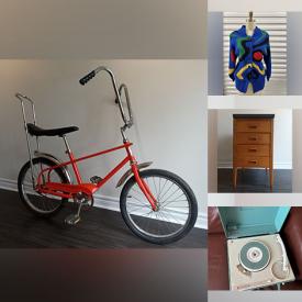 MaxSold Auction: This online auction features vintage clothing, vintage Florentine table, outerwear, vintage cedar lined chest, toys, jewellery, vintage muscle bicycle, brass bed, vinyl records, hand tools, hardware, small kitchen appliance BMP, and much, much, more!!