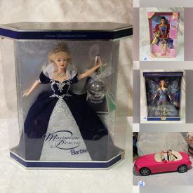 MaxSold Auction: This online auction includes Barbies such as Dolls of the World, Holiday Barbies, Fairytale Barbies, Kens, Kelly, Tommy, Barbie convertible sports car and much more!