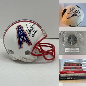MaxSold Auction: This online auction includes signed sports memorabilia such as Kevin Durant, Maurice Richard, Randy Moss, Steph Curry, Shaquille O’Neal, Sugar Ray Leonard and more, Peavey electric guitar, signed Hollywood and political books, original scripts, and more!