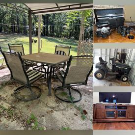 MaxSold Auction: This auction features Pots, Hoses, Coolers, Beach Chairs, Power Tools, Ladders, Hand Tools, Grinder Finisher, Wet-Dry Vacuum, Compressor, Bikes, Gazebo, Lawn Tractor, Lawn Mower Cart, Kitchen Appliances, Espresso Maker and Coffee Maker, Microwave, Fireplace tools, TV and much more!