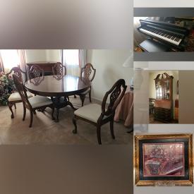 MaxSold Auction: This online auction includes framed art, Yamaha baby grand piano, Yamaha organ, furniture such as dressers with mirrors, office chair, vintage dining table, headboard unit, massage bed, and Asian bar cabinet, lamps, area rugs, crystal ware, silverplate, kitchen appliances, GE washer and dryer, Schwinn bicycles and more!