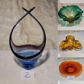 MaxSold Auction: This online auction includes Murano art glass fruit baskets, MCM amber bowl, MCM table display bowl, centrepieces and more!\n