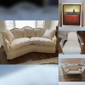 MaxSold Auction: This online auction features area rug, original artwork, Bijan leather chairs, wine chest, sectional couch, Martin Daniel bed & bench, TV, leather sofa bed, desks, and much, much, more!!!