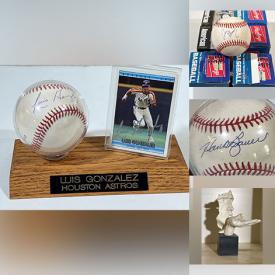 MaxSold Auction: This online auction features sports trading cards, autographed sports photos, autographed baseballs, Asian carvings, Asian-style vases, plates & bowls, fabric-covered boxes, display stands,  bar mirror, and much more!!