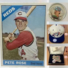 MaxSold Auction: This online auction features sports trading cards such as Pete Rose, complete sets, commemoratives, and sports collectibles,  and much, much, more!!