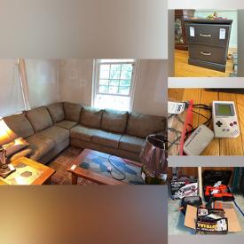 MaxSold Auction: This auction features a Sectional Sofa, End Tables, Coffee Table, Lamps, Entertainment Center, German Nutcrackers, Godzilla vs. Kong Action Figures, Cabinet, Daddy and Grinch, Costume Jewelry, Barware, Dublin Crystal Glassware, and much more!