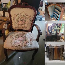 MaxSold Auction: This online auction features Japanese tea set, grandfathers clock, vintage French trunk, antique oak coal box, antique vanity, accordion, sewing machines, victorian baby carriage, vintage cookie jar, collector plate, art glass, electric fireplace, and much, much, more!! 