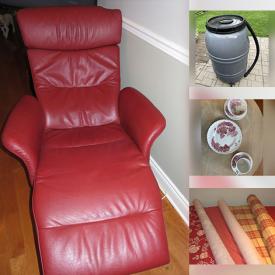 MaxSold Auction: This online auction features rain barrel, vintage dresser, leather chair, pet products, fabric, chipper/shredder, garden tools, power tools, area rug, floor lamp, glass-topped tables, and much, much, more!!!