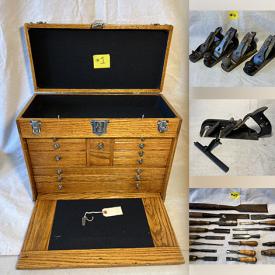 MaxSold Auction: This online auction features vintage machinist box, antique tools such as planes, lathe tools, bits, mallets, bow saws, screwdrivers, handsaws, and power & hand tools, battery charger, and much more!!