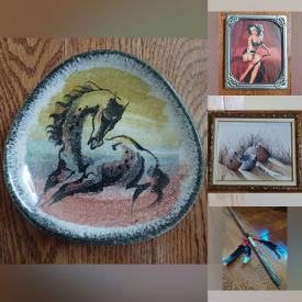 MaxSold Auction: This online auction includes original signed paintings, Indigenous artwork, NIB diecast coin bank, antique glassware, vintage leather saddles, vintage comics, vintage jewelry, stone sculptures, collectible Canadian and international coins, and much more!