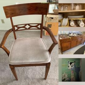 MaxSold Auction: This online auction includes original art, Royal Doulton, sterling silver, furniture such as wood cabinet, couch, KF brand dining table and chairs, sideboard, kitchen table, dressers and Vilas dry sink, kitchenware, glassware, projectors, sports gear, and much more!