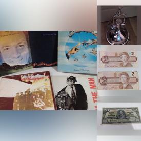 MaxSold Auction: This online auction features vinyl records, Batman collectibles, sports action figures, coins, banknotes, sports trading cards, comics, costume jewelry, toys, glass wine jugs, kids books, small kitchen appliances, power & hand tools, exercise equipment, winter wear, and much, much, more!!!