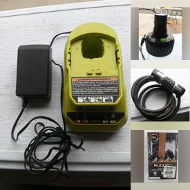 MaxSold Auction: This online auction features tool battery chargers, flashlights, bike locks, NIP lightning cables, hand tools, earbuds, LED lights, and much more!!