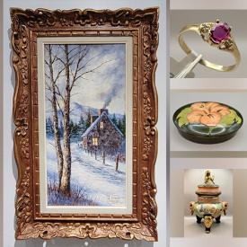 MaxSold Auction: This online auction includes original oil and watercolour paintings,10k gold rings, 10k gold earrings, sterling silver necklaces, vintage Satsuma porcelain, framed prints, 32” TV and more!