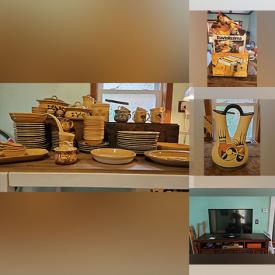 MaxSold Auction: This online auction includes LG TV, books, Pfaltzgraff dishware, furniture such as maple desk, cribbage table, bookshelves, filing cabinets, and kitchen table with chairs, vintage signs, speakers, stereo receivers, office supplies, and more!