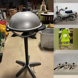 MaxSold Auction: This online auction includes new items such as George Foreman grill, barware set, dehumidifier and sheet sets, furniture such as MCM leather chairs, Queen Anne chairs, and nightstands, lamps, small appliances, framed art, home gym system, Denon stereo, bicycles, 32” Toshiba TV, and more!