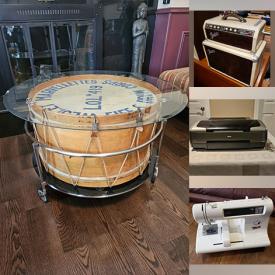 MaxSold Auction: This online auction features bass drum table, exercise equipment, small kitchen appliances, embroidery/sewing machine, stereo components, printers, art glass, soapstone carvings, Indigenous art, cookie jar, guitars, amps, conga heads, autographed novels, fishing gear, Meerschaum style pipes, vinyl records, DVDs, hand tools, pet products, stamps, and much, much, more!!