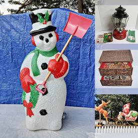 MaxSold Auction: This online auction features vintage Christmas yard decorations, S & P shakers, vintage lighters, stoneware pitcher, Noritake dinnerware, vintage toys, cookie jar, milk glass light shades, antique Seth Thomas mantle clock, telescope, vintage toy tea set,  art glass, and much more!!