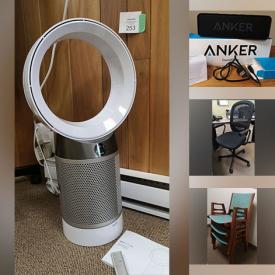 MaxSold Auction: This online auction features Dyson fan, Dirt Devil vacuum, MCM office chairs, vintage oak desk, hand-carved chairs, metal storage cabinets, office desks, and much, much, more!!