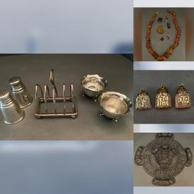 MaxSold Auction: This online auction includes sterling silver and amber jewelry, commemorative medallions, Waterford crystal, cloisonné, Wedgwood, vintage Limoges, collector plates, sterling silver tableware, framed artwork and more!