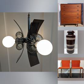 MaxSold Auction: This online auction features wicker stools, mirrors, acrylic swag lamp, teak furniture, metal art, BMP, vintage stacking chairs, art pottery, antique light fixture, antique oil lamps, Alienware,  rosewood veneer wall units, and much, much, more!!