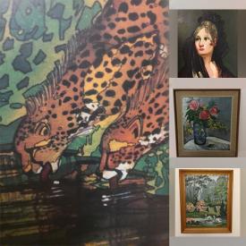 MaxSold Auction: This online auction includes art such as vintage oil paintings, engravings, stained glass, MCM wall hanging, antique hand coloured photos, limited edition prints and more!