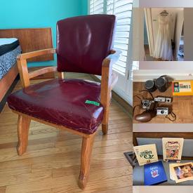 MaxSold Auction: This online auction includes furniture such as a teak platform bed, antique secretary, pressback rocker, floral sofa, bookcases, bedframe, antique sideboard, china cabinet, Duncan Phyfe table, wicker rocker and others, Lladro, Royal Doulton, Nao and other figures, vinyl records, books, office supplies, vintage wedding gown, coats, lamps, electronics, vintage cameras, china, kitchenware, seasonal decor, wall art, Disney lithographs, mirrors, silverplate, ladders, tools and much more!