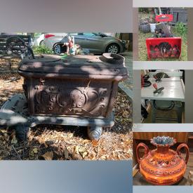 MaxSold Auction: This online auction features cast iron stove, garden pots & art, smoker, fire pits, lawnmowers, snowblower, power & hand tools, sports equipment, rolling toolbox, painting supplies, garden tools, teacup/saucer sets, art pottery, metal art, leather furniture, TVs, small kitchen appliances, patio furniture, carved wood trunk, stereo components, area rugs, mantle clocks, office supplies, refrigerator, upright freezer, and much, much, more!!!