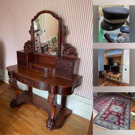 MaxSold Auction: This online auction includes match holder collections, Limoges, sterling silver jewelry, furniture such as antique chair, armchairs, storage cabinets, oak table and antique desk, washstand, area rugs, glassware, lamps, dishware, CDs, records, Klepper canoe, power tools, lumber and much more!