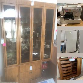 MaxSold Auction: This online auction includes furniture such as a Drexel china cabinet, MCM teak dresser, Christian of Copenhagen bedframe, file cabinets, hospital table, wingback chair, cane back chairs, office desk, massage table and others, quilting tools and supplies, sewing machine, sewing notions, lamps, wall art, seasonal decor, home decor, electronics, linens, kitchenware, small kitchen appliances, decorative plates, Corningware and other china, vintage treadmill, exercise items, tools, hardware, Kenmore freezer, Djembe drum and many more!