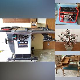 MaxSold Auction: This online auction includes furniture such as a vintage dresser, folding tables, chairs, Victorian rocking chair, nightstands, sliding door cabinet, Broyhill pine hutch, vintage hutch, metal tool cabinet and others, Delta table saw, planer and other power tools, hand tools, hardware, air compressor, Generac generator, Delta industrial air cleaner, Bavarian and other china, crystalware, flatware, linen, kitchenware, vintage Pyrex, baking supplies, milk glass, seasonal decor, East Asian decor, Kayanee kids sewing machine, vintage Singer sewing machine, baskets, Port Townsend memorabilia, clothing, accessories, office supplies and much more!