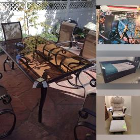 MaxSold Auction: This online auction features Fiestaware, dining room table & chairs, camera equipment, vinyl records, antique rocking chair, Japanese screen, Southwestern art, Warner Brothers cel, metal daybed, patio furniture, BBQ grill, roll top desk, metal shelving, and much more!!